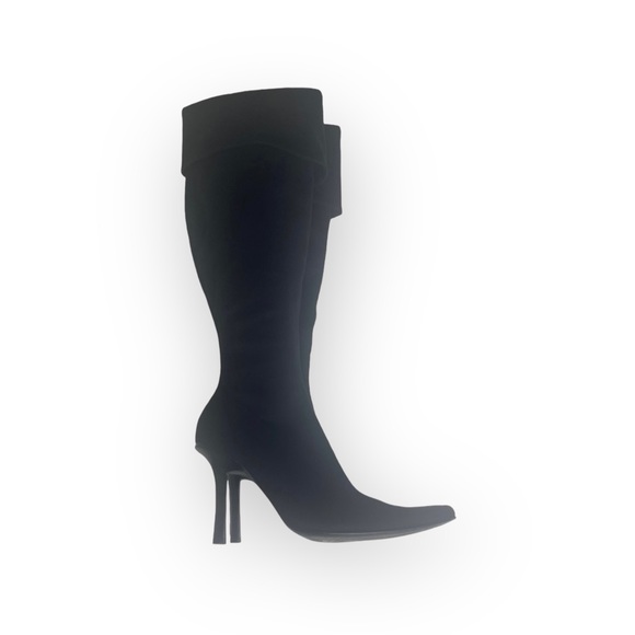 Bebe 𖤐 Over the Knee Stiletto Heel Pointy Toe Boots 𖤐 Black Vegan Suede 𖤐 7.5 - Picture 13 of 16